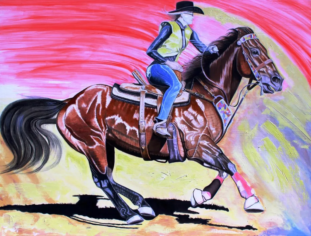 Oil painting by Greg Paton entitled Boot Yellow Jacket.