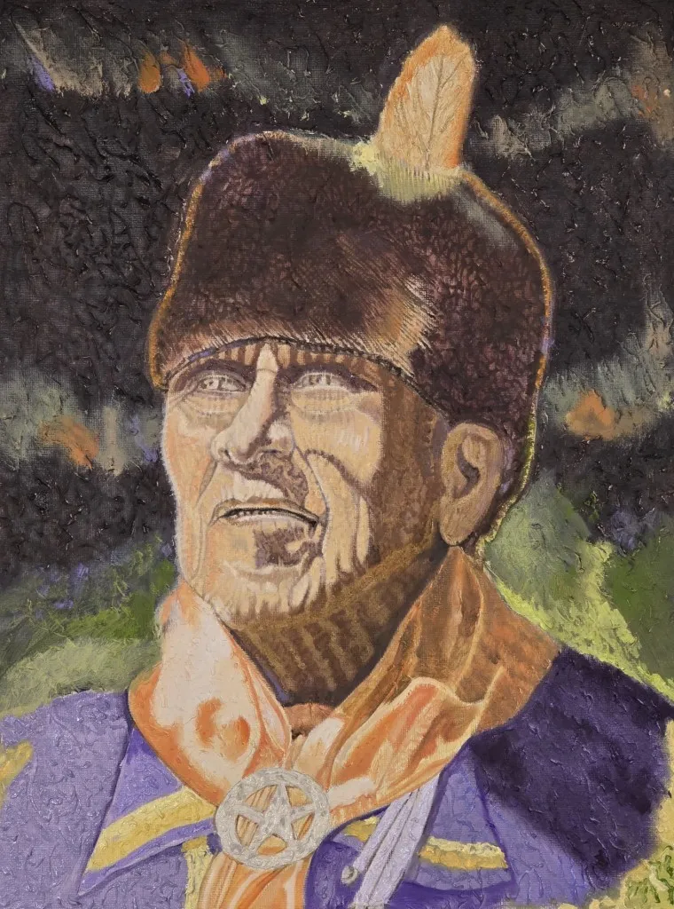 Oil painting portrait by Greg Paton entitled Shoshone Chief.