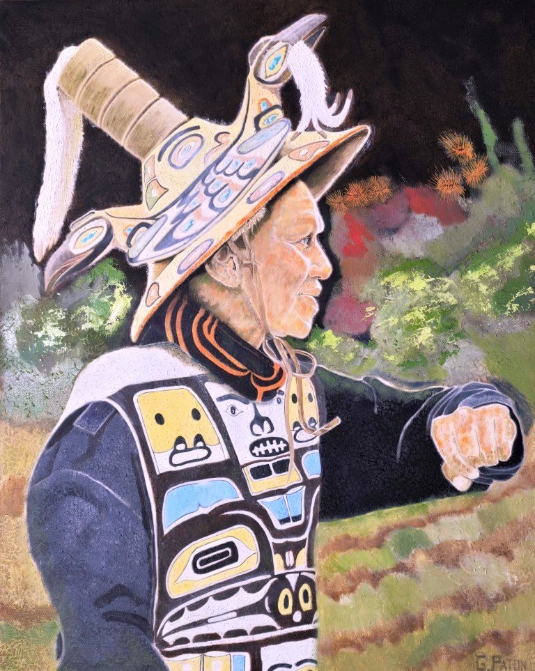 Raven Tlingit Chief Wearing Coat of Crests