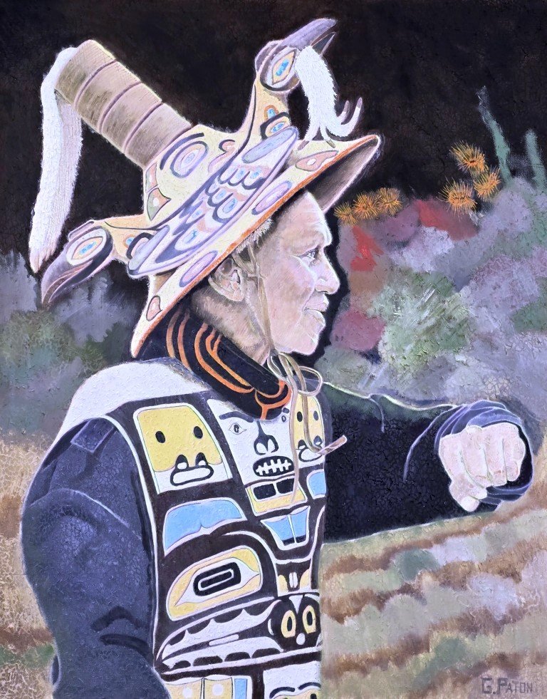 Raven Tlingit Chief Wearing Coat of Crests